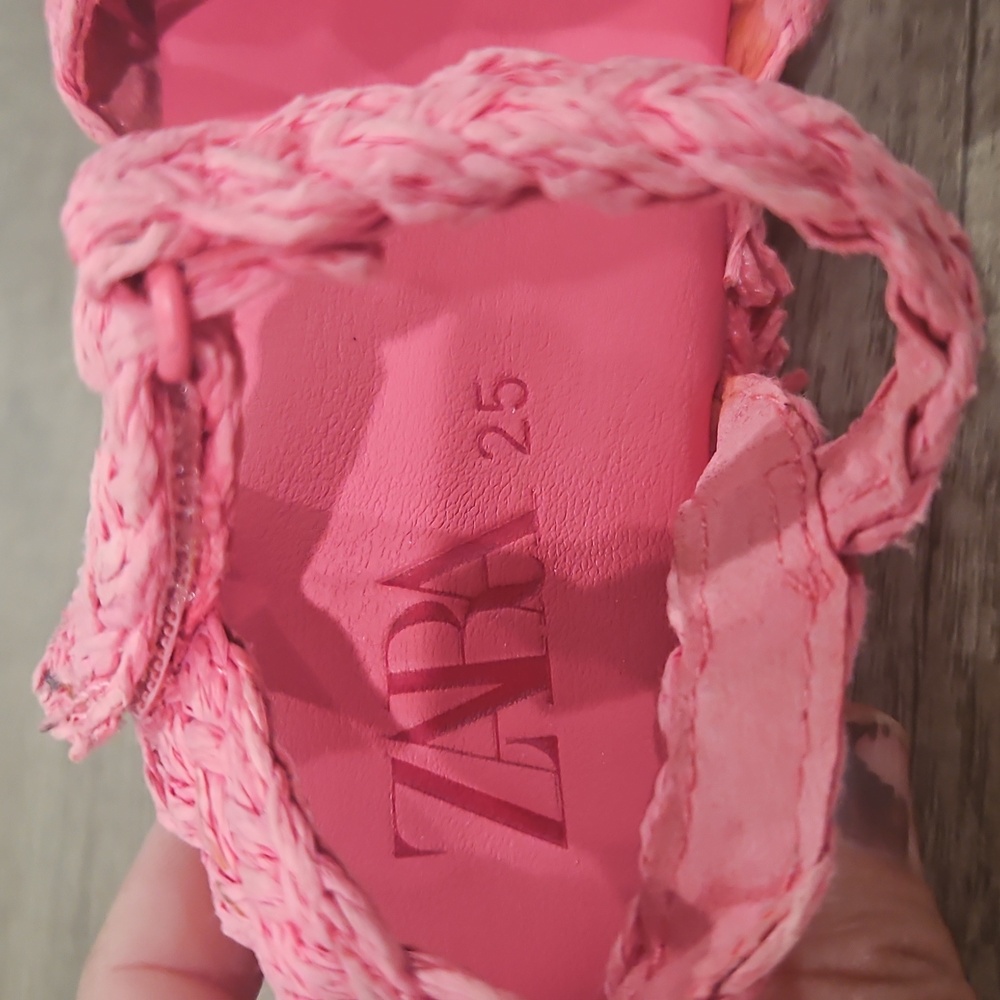 Zara Kids Pink Braided Sandals size 25 - Picture 6 of 11
